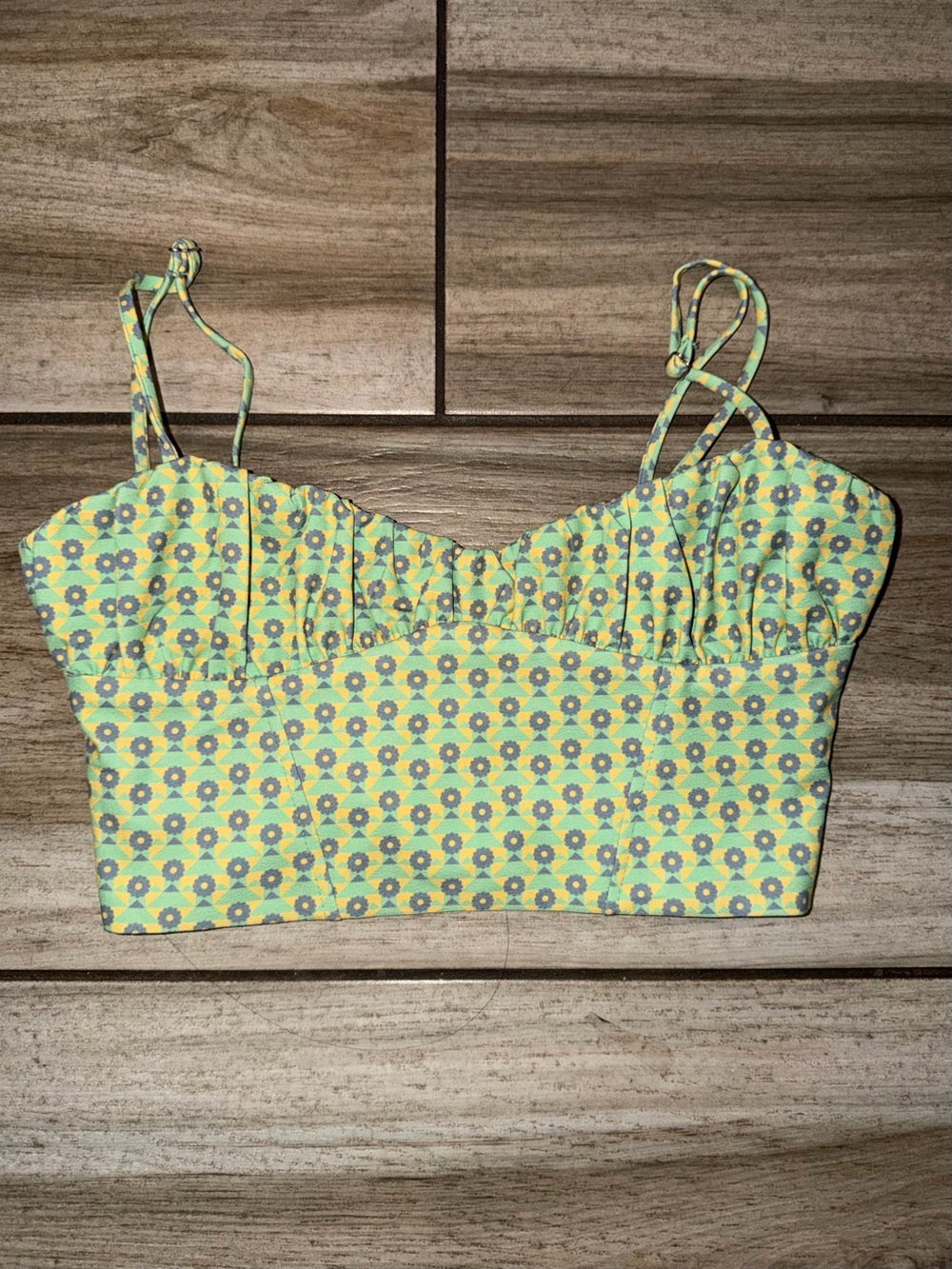 Zara Yellow Green Cropped Cami Top